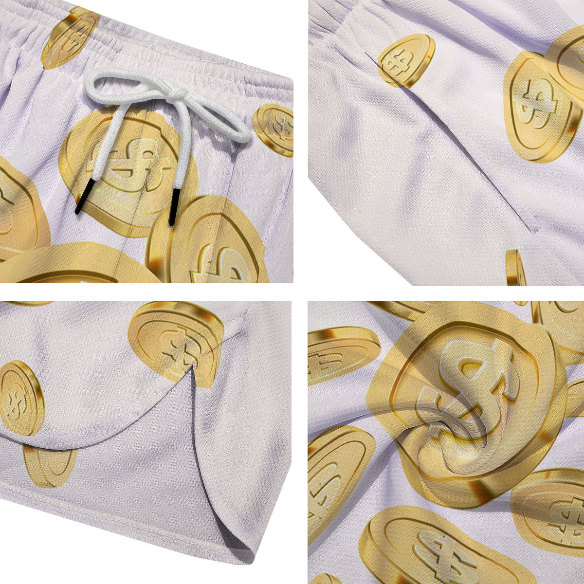 Sign Explosion Golden Dollar Print Men's Running Shorts-grizzshop
