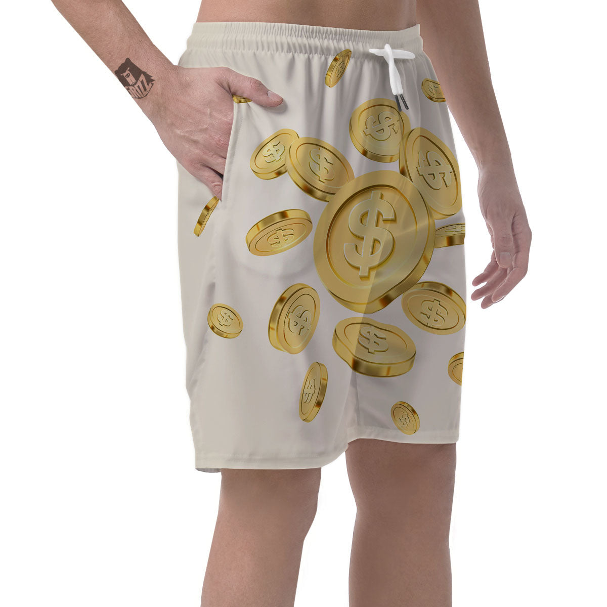 Sign Explosion Golden Dollar Print Men's Shorts-grizzshop