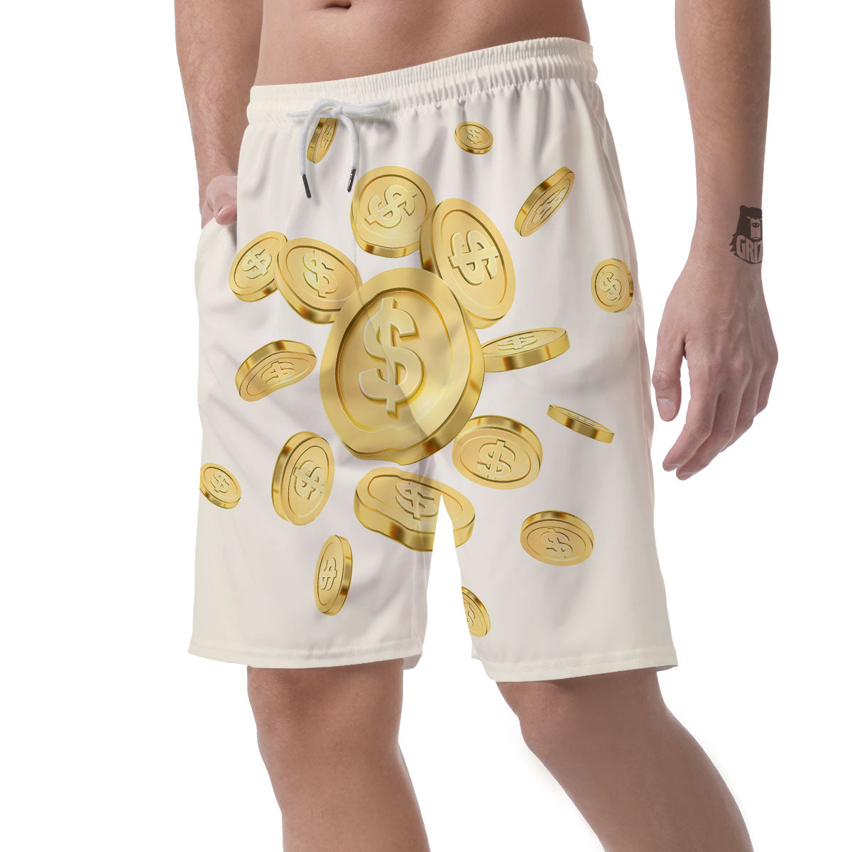 Sign Explosion Golden Dollar Print Men's Shorts-grizzshop