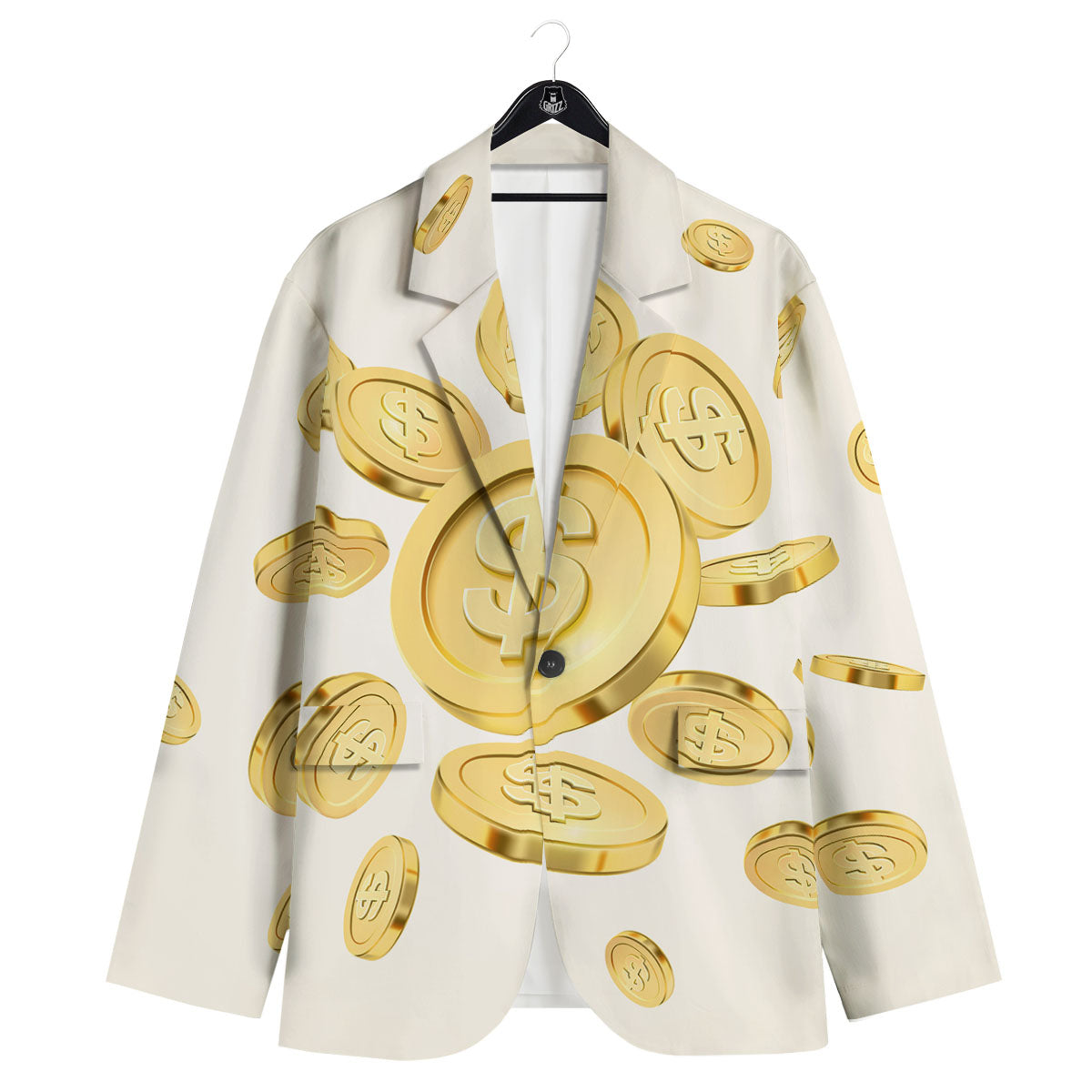 Sign Explosion Golden Dollar Print Men's Sport Coat-grizzshop