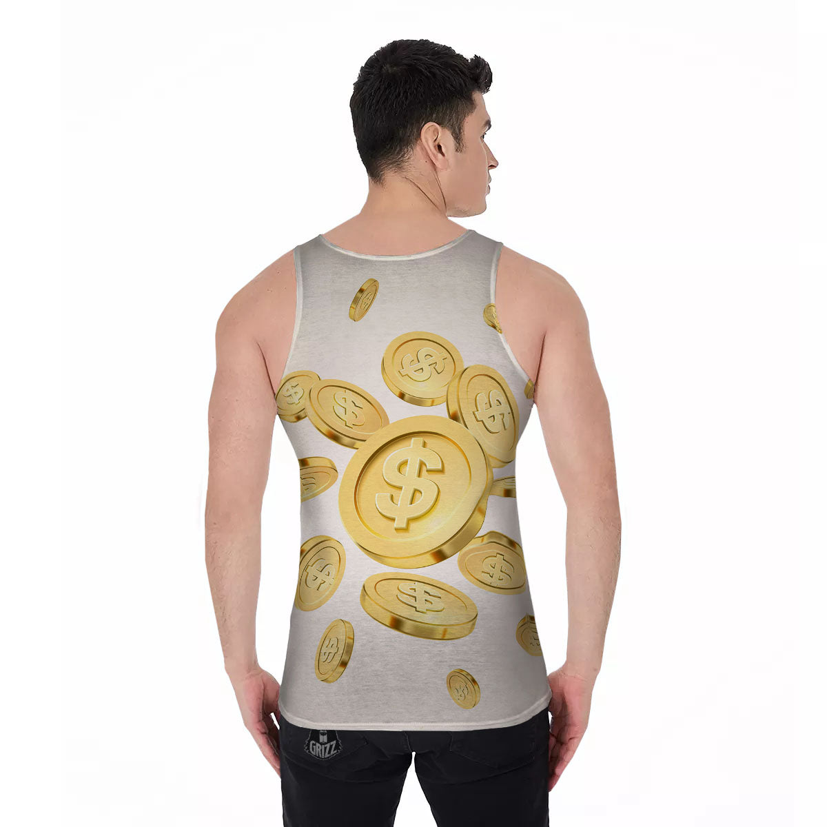 Sign Explosion Golden Dollar Print Men's Tank Top-grizzshop