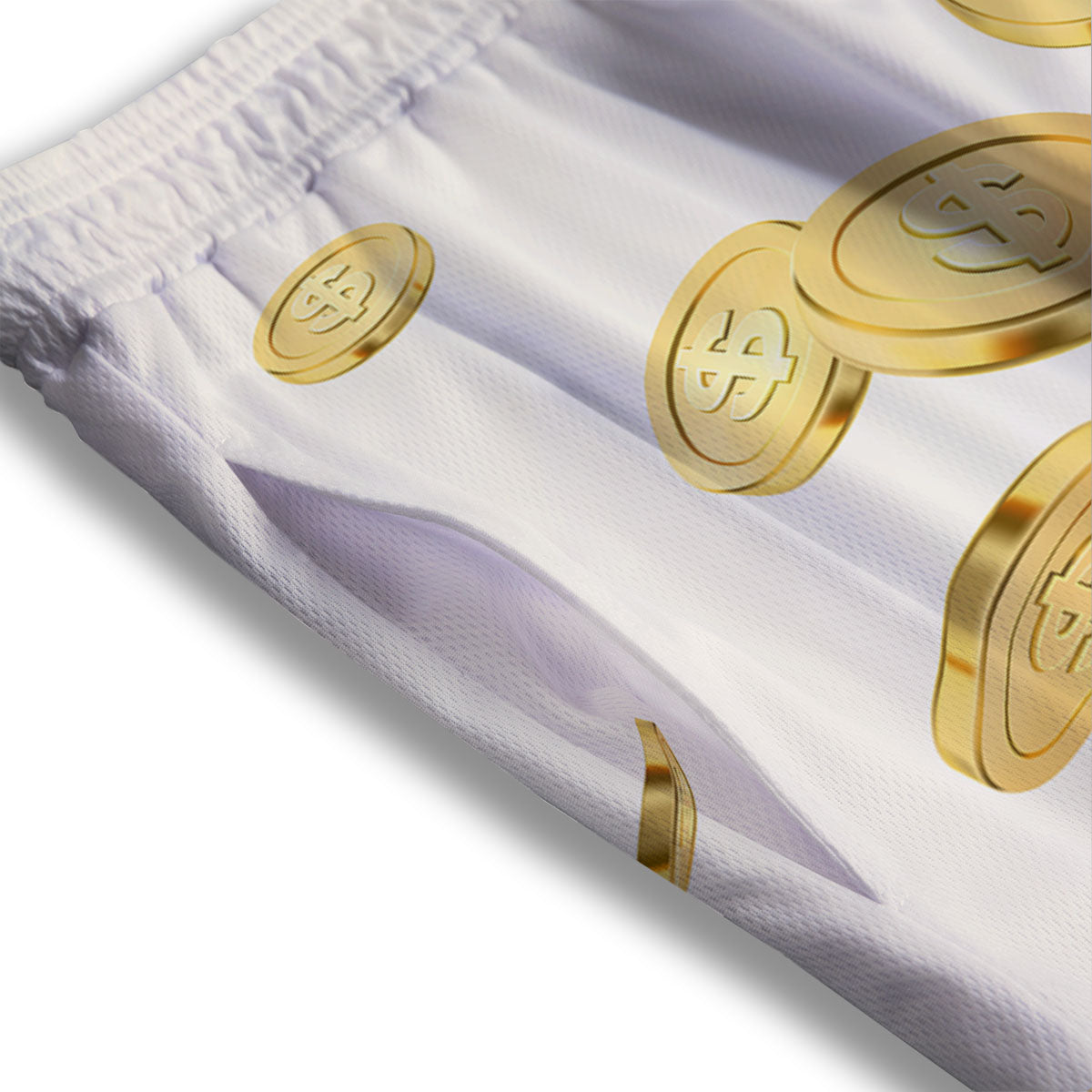 Sign Explosion Golden Dollar Print Mesh Shorts