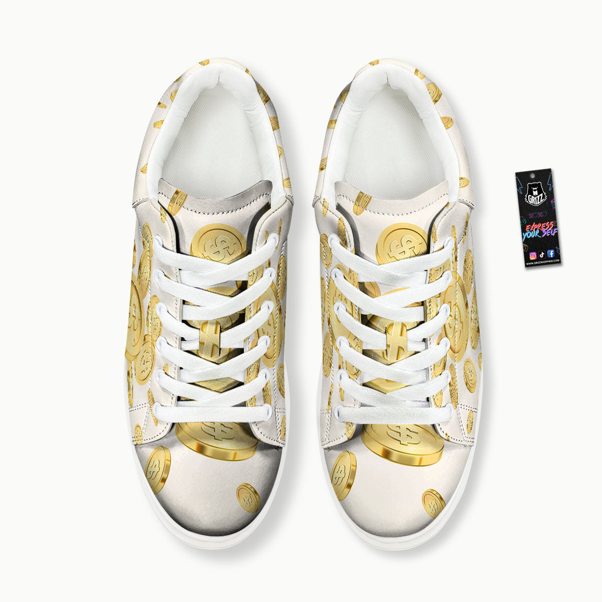 Sign Explosion Golden Dollar Print Platform Shoes-grizzshop