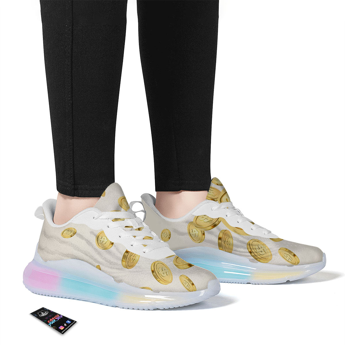 Sign Explosion Golden Dollar Print Running Sneakers-grizzshop
