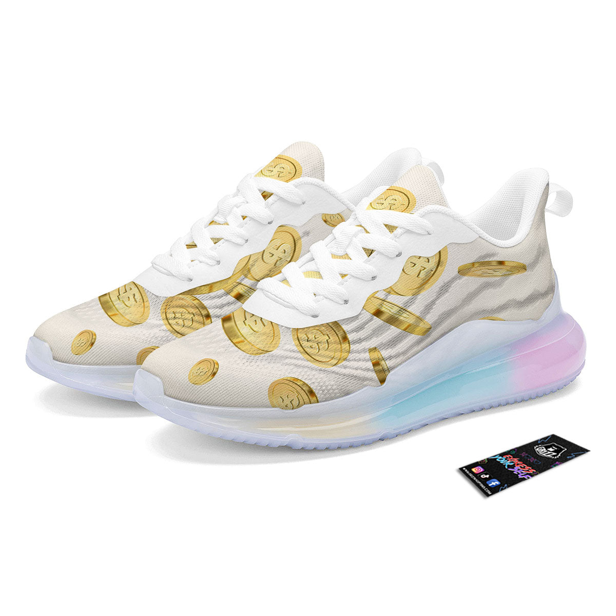 Sign Explosion Golden Dollar Print Running Sneakers-grizzshop