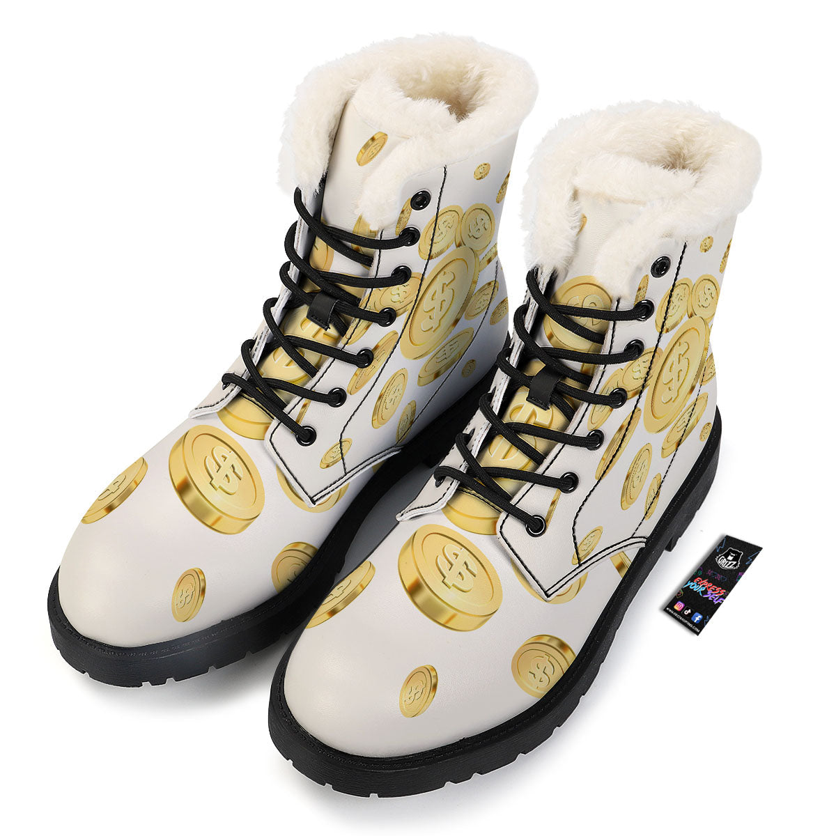 Sign Explosion Golden Dollar Print Winter Boots-grizzshop