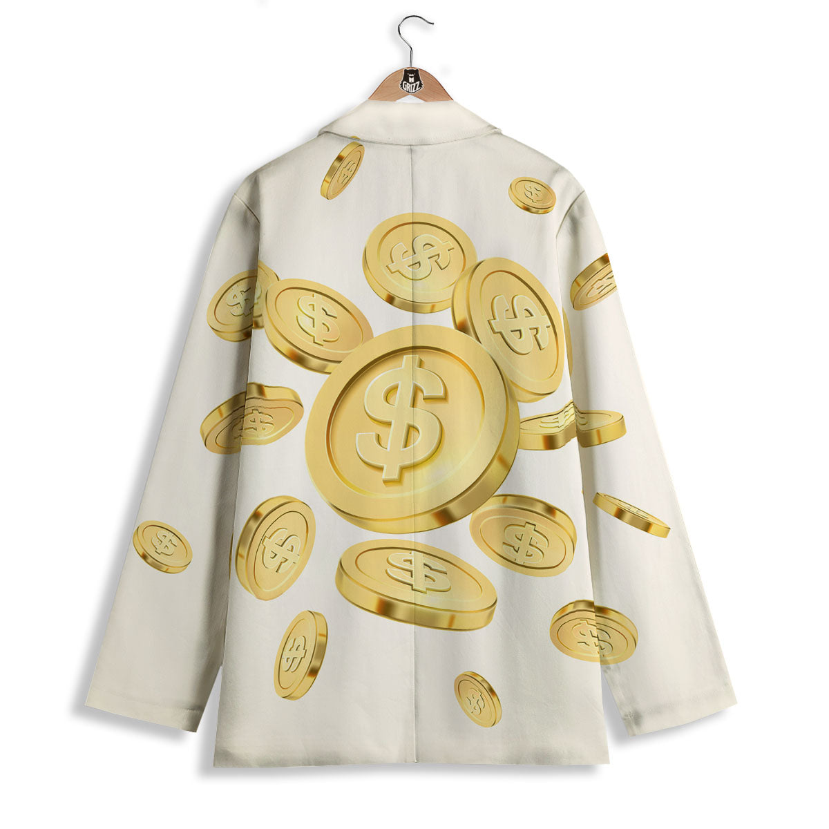 Sign Explosion Golden Dollar Print Women's Blazer-grizzshop