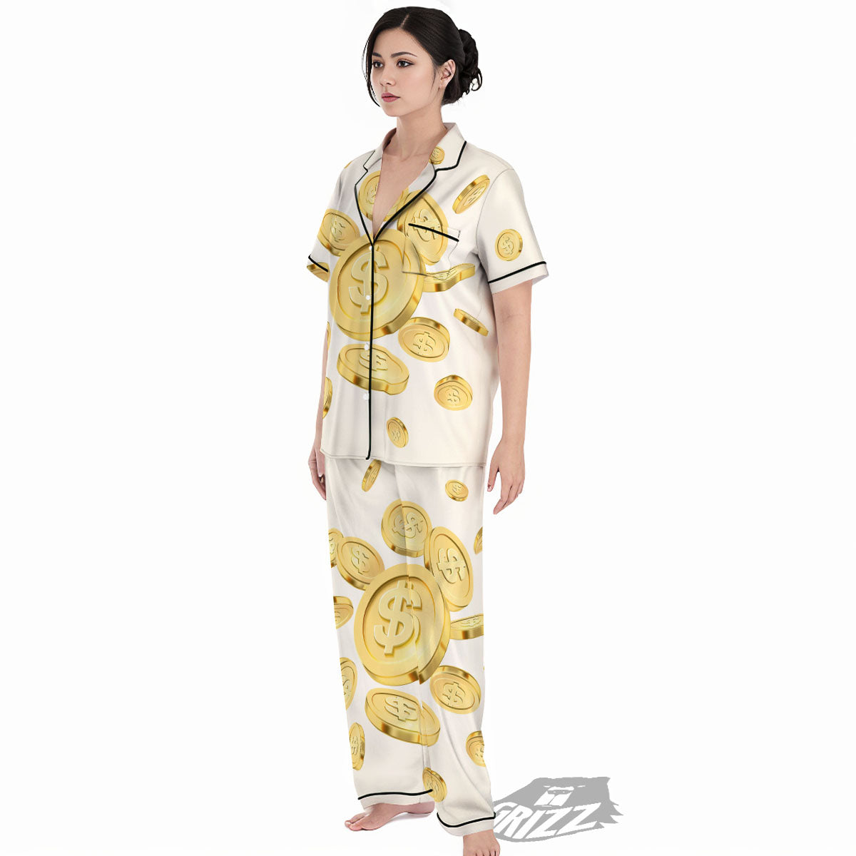 Sign Explosion Golden Dollar Print Women's Pajamas Set-grizzshop