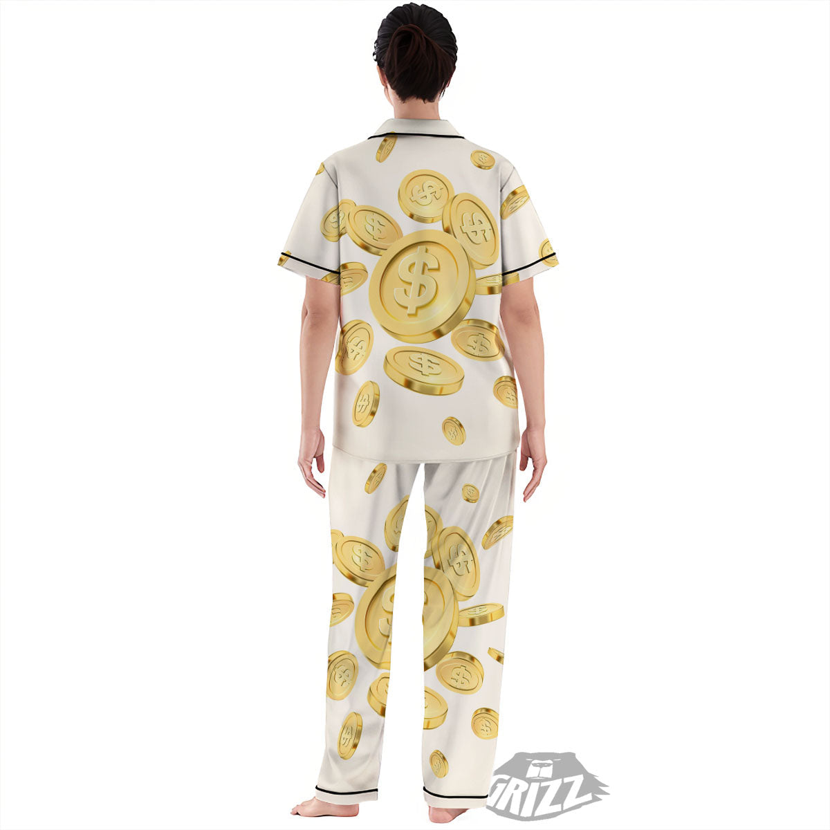 Sign Explosion Golden Dollar Print Women's Pajamas Set-grizzshop
