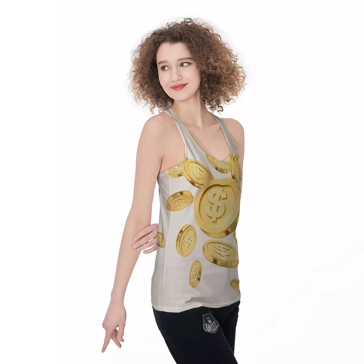 Sign Explosion Golden Dollar Print Women's Racerback Tank Top-grizzshop