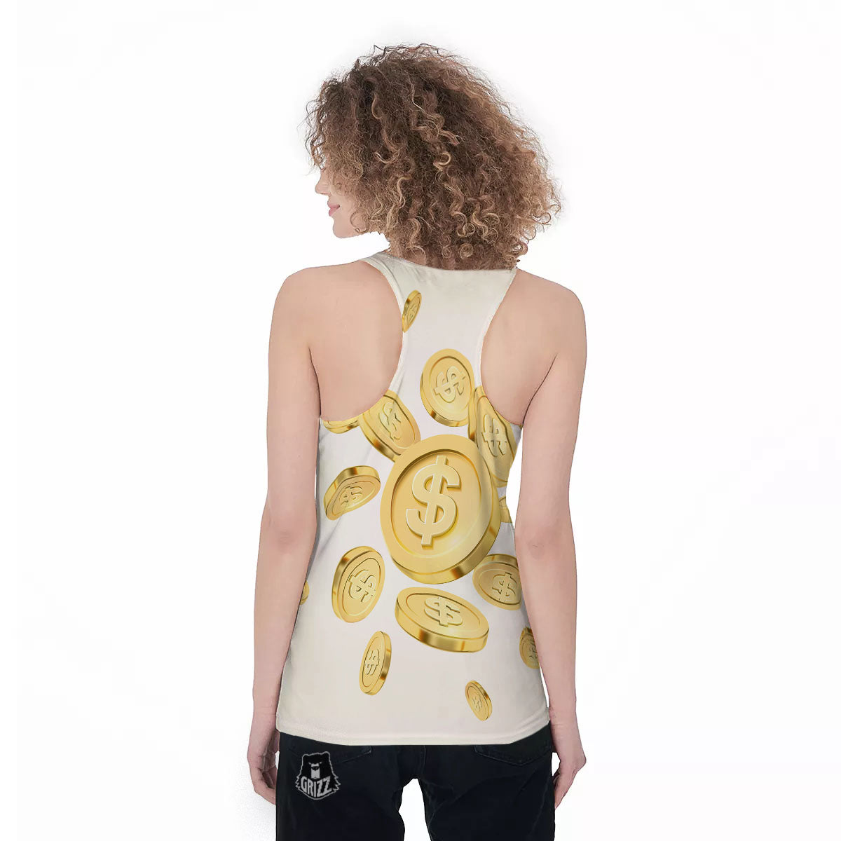 Sign Explosion Golden Dollar Print Women's Racerback Tank Top-grizzshop
