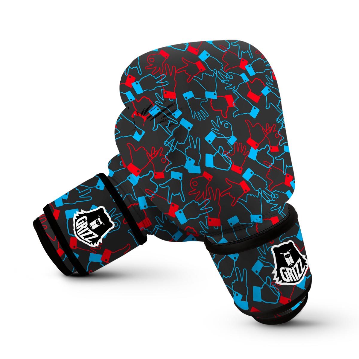 Sign Language Pattern Print Boxing Gloves-grizzshop