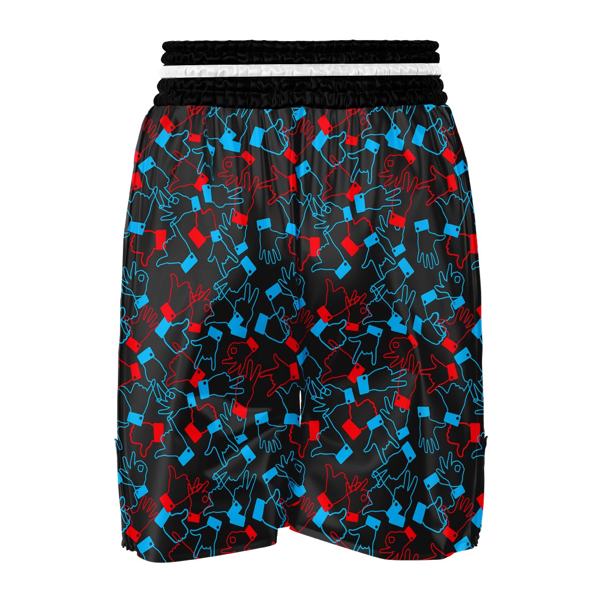 Sign Language Pattern Print Boxing Shorts-grizzshop