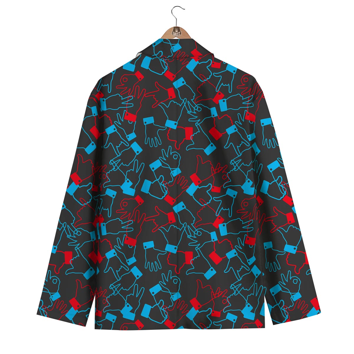 Sign Language Pattern Print Men's Blazer-grizzshop