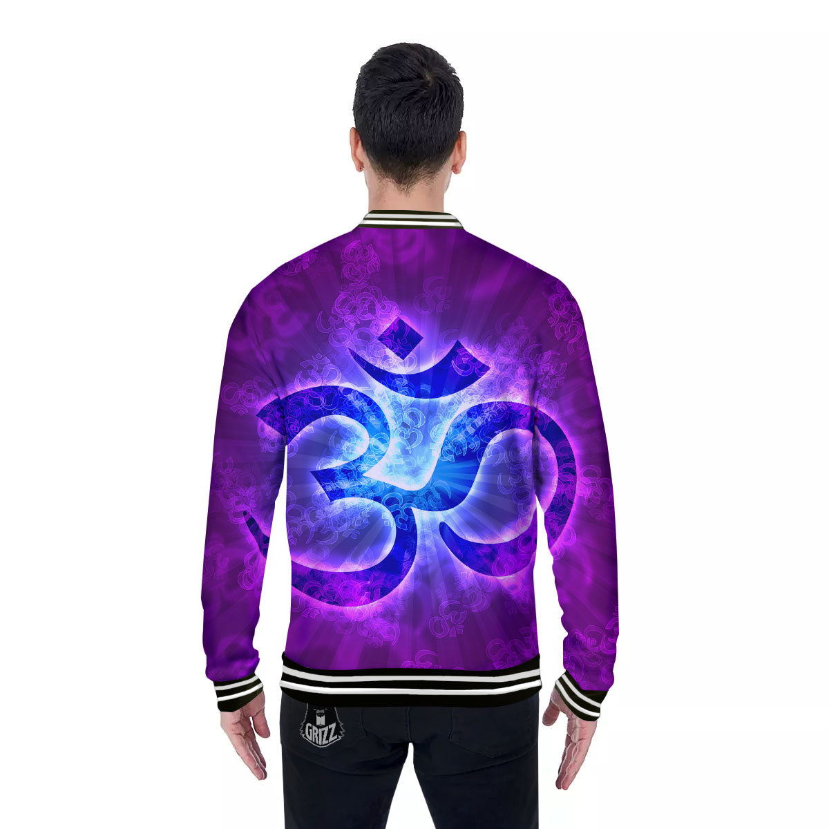Sign Om Indian Print Baseball Jacket-grizzshop