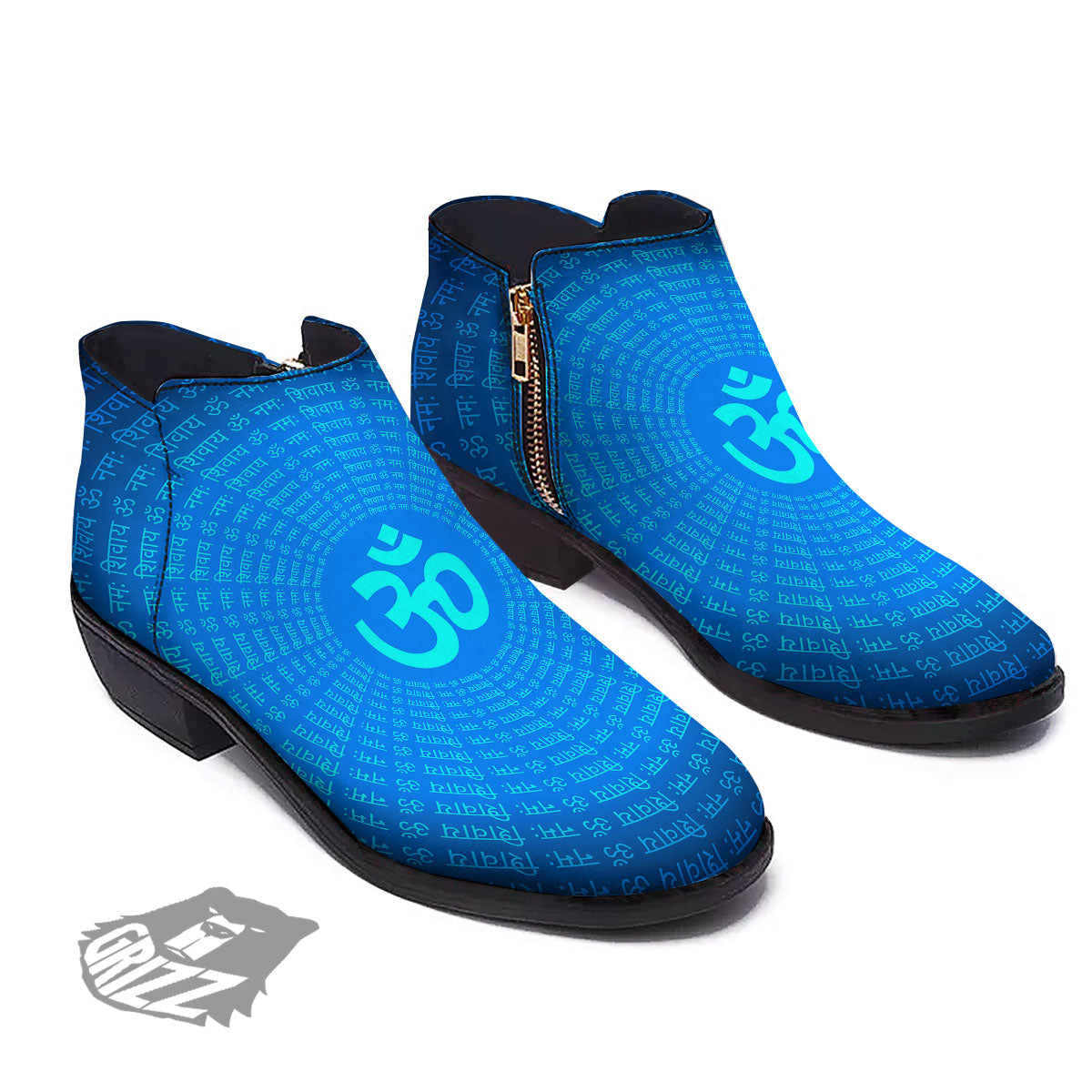 Sign Om Spiritual Print Ankle Boots-grizzshop