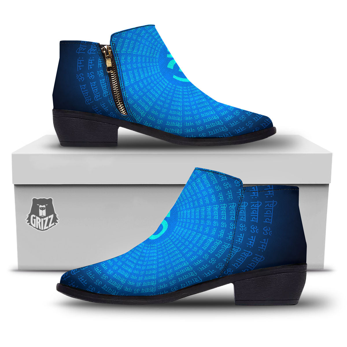 Sign Om Spiritual Print Ankle Boots-grizzshop