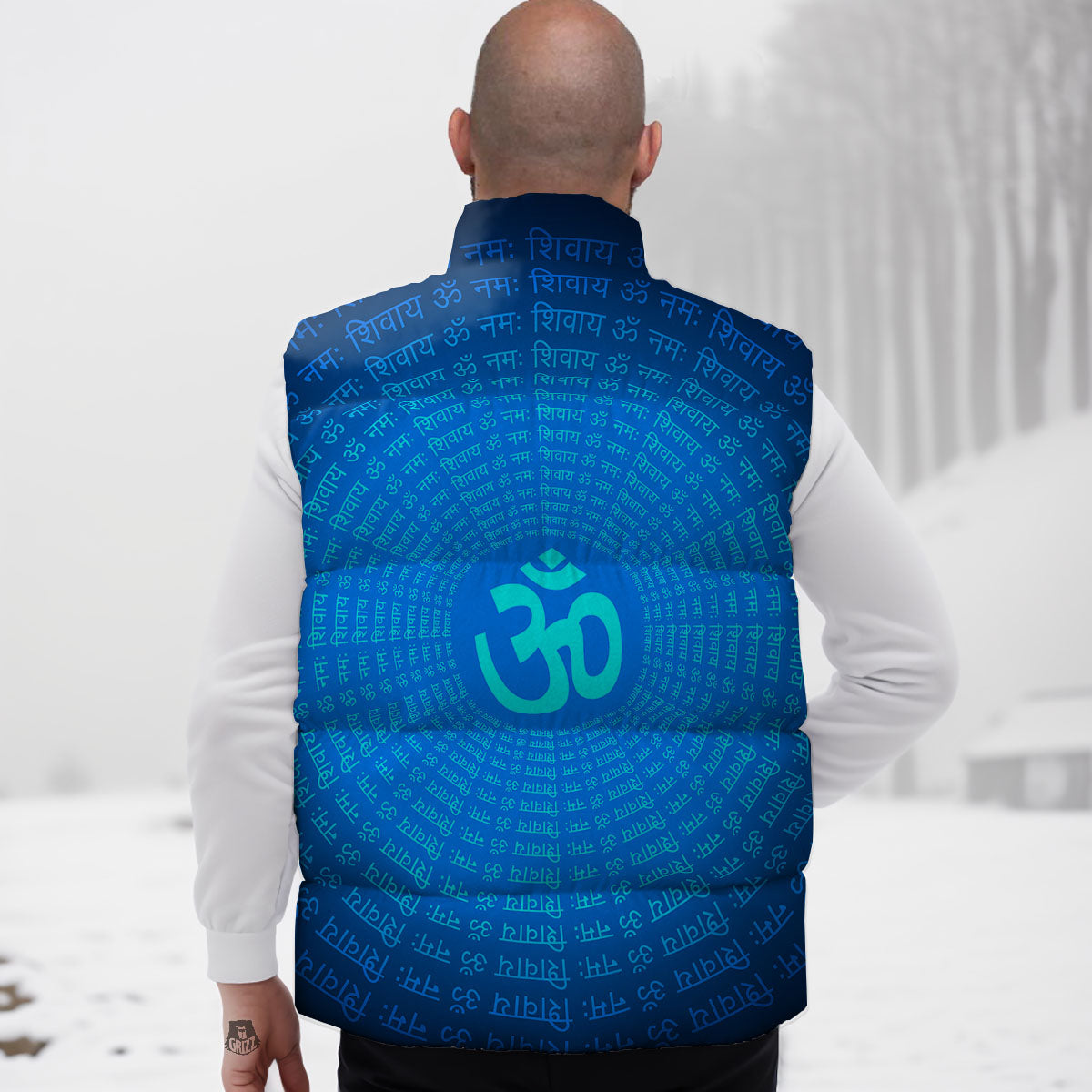 Sign Om Spiritual Print Down Vest