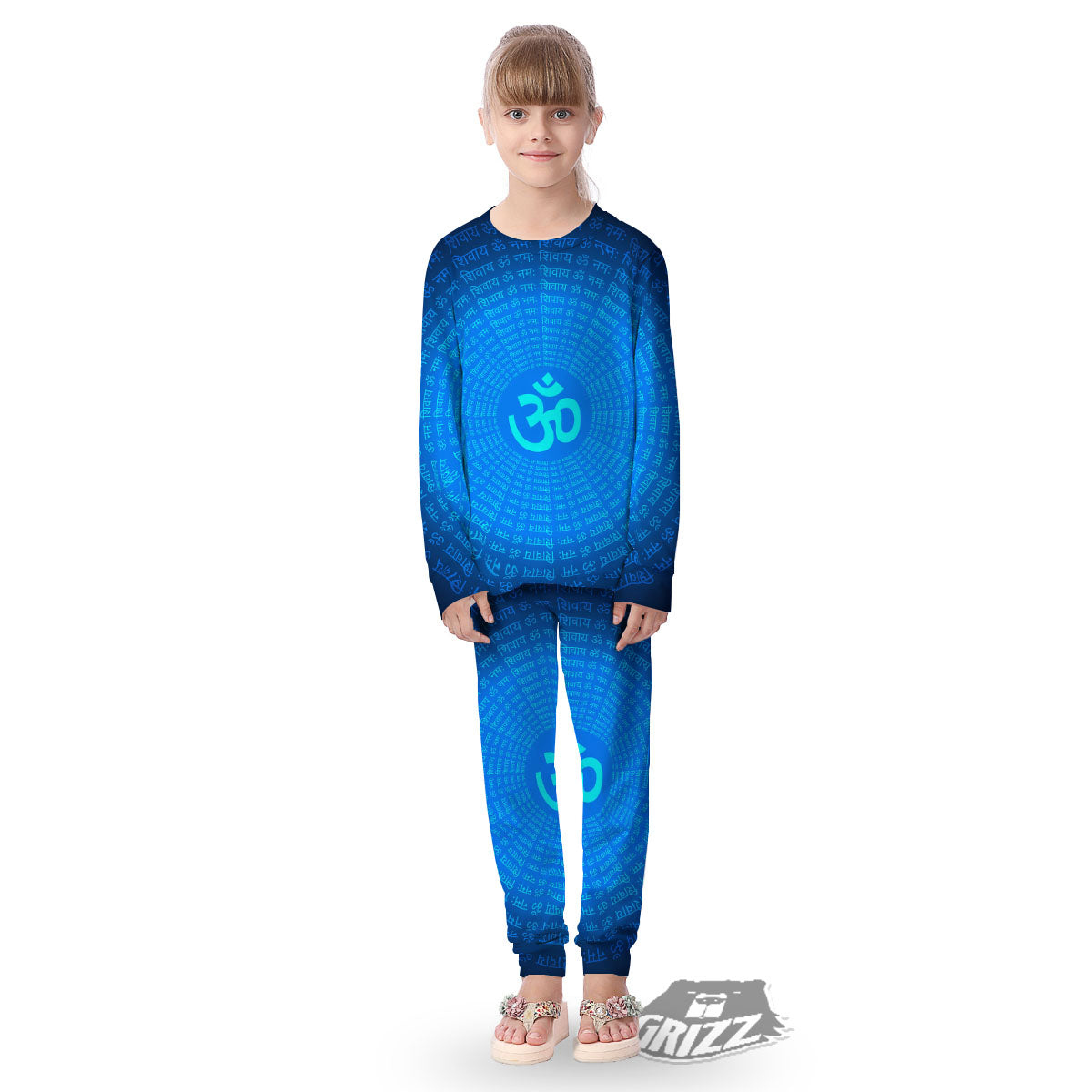 Sign Om Spiritual Print Kid's Pajamas-grizzshop