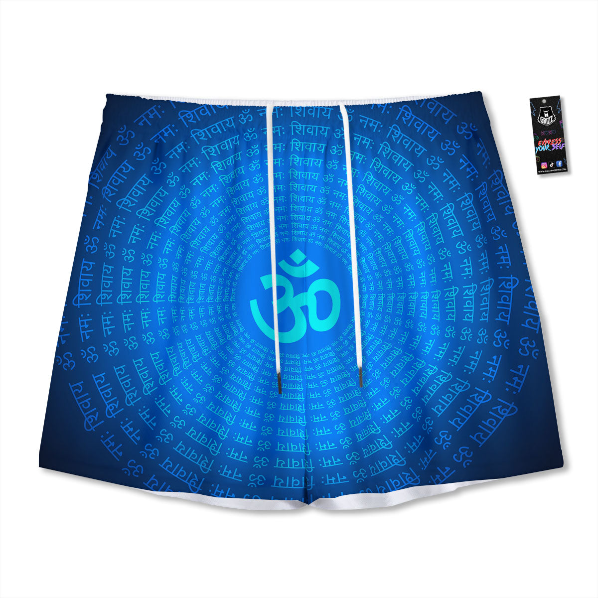 Sign Om Spiritual Print Mesh Shorts