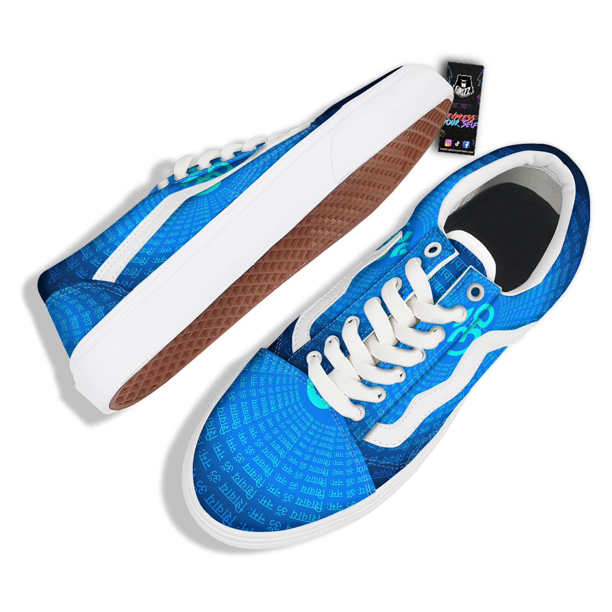 Sign Om Spiritual Print Skate Shoes-grizzshop
