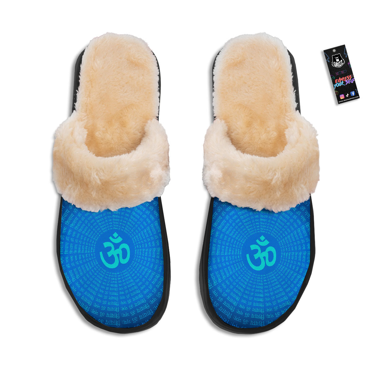 Sign Om Spiritual Print Slippers-grizzshop
