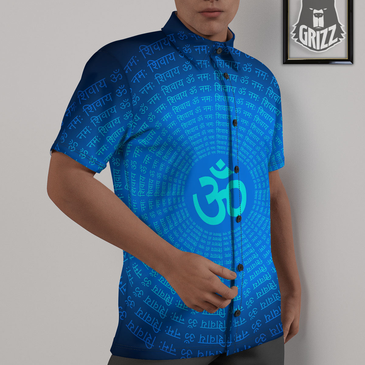 Sign Om Spiritual Print Untucked Shirts-grizzshop