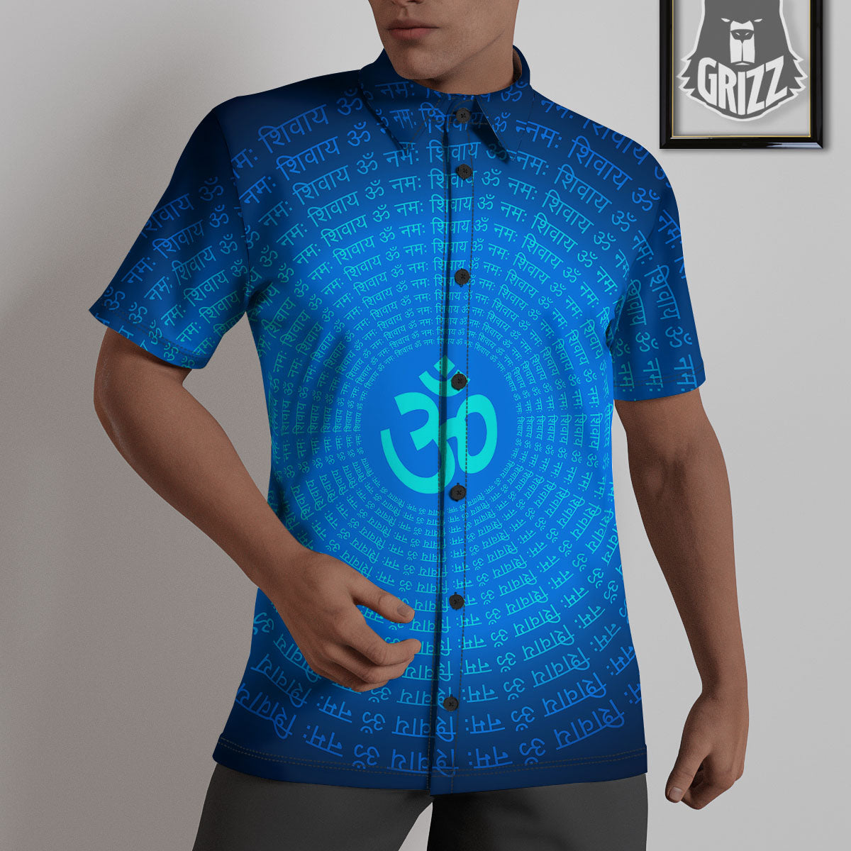 Sign Om Spiritual Print Untucked Shirts-grizzshop