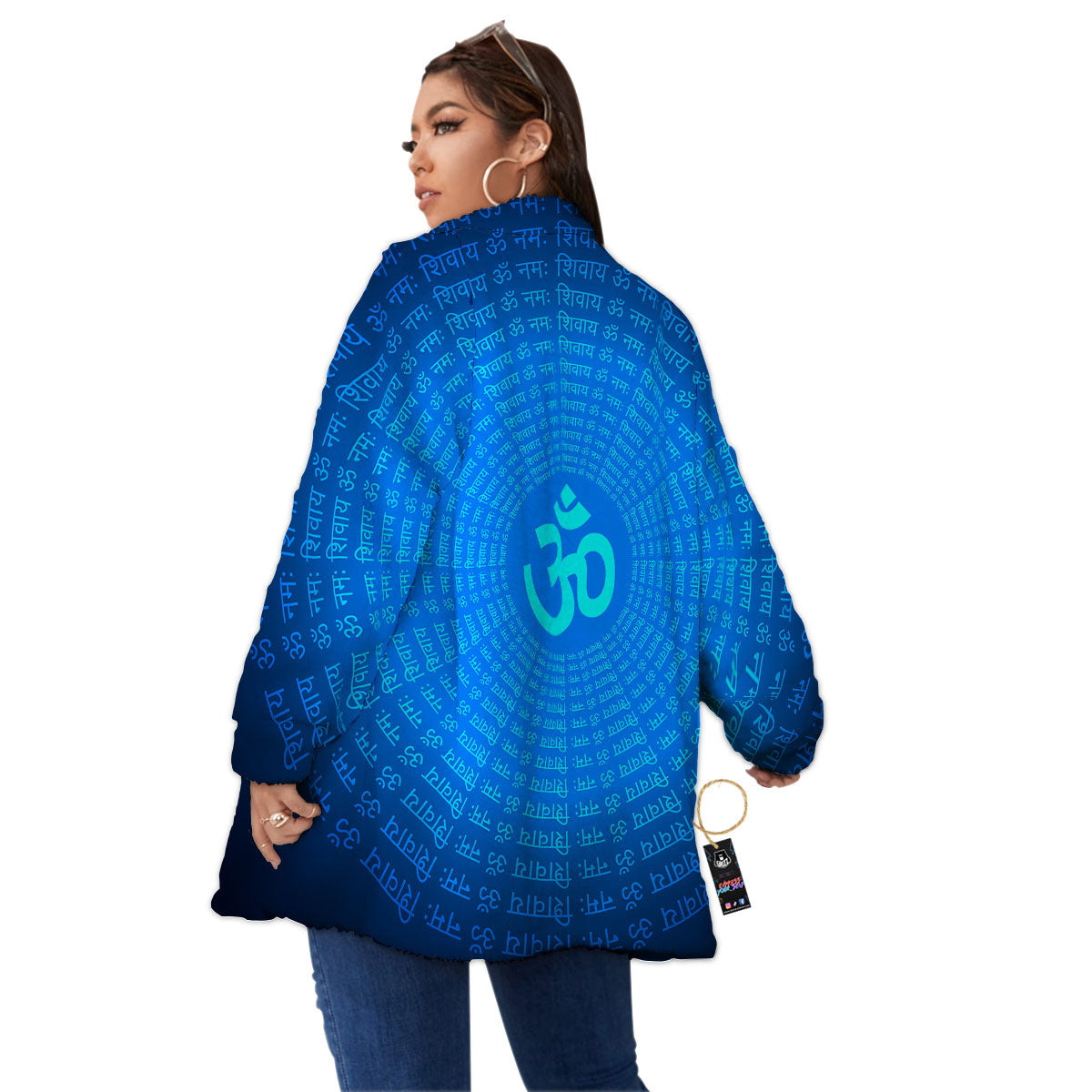 Sign Om Spiritual Print Women's Sherpa Jacket-grizzshop
