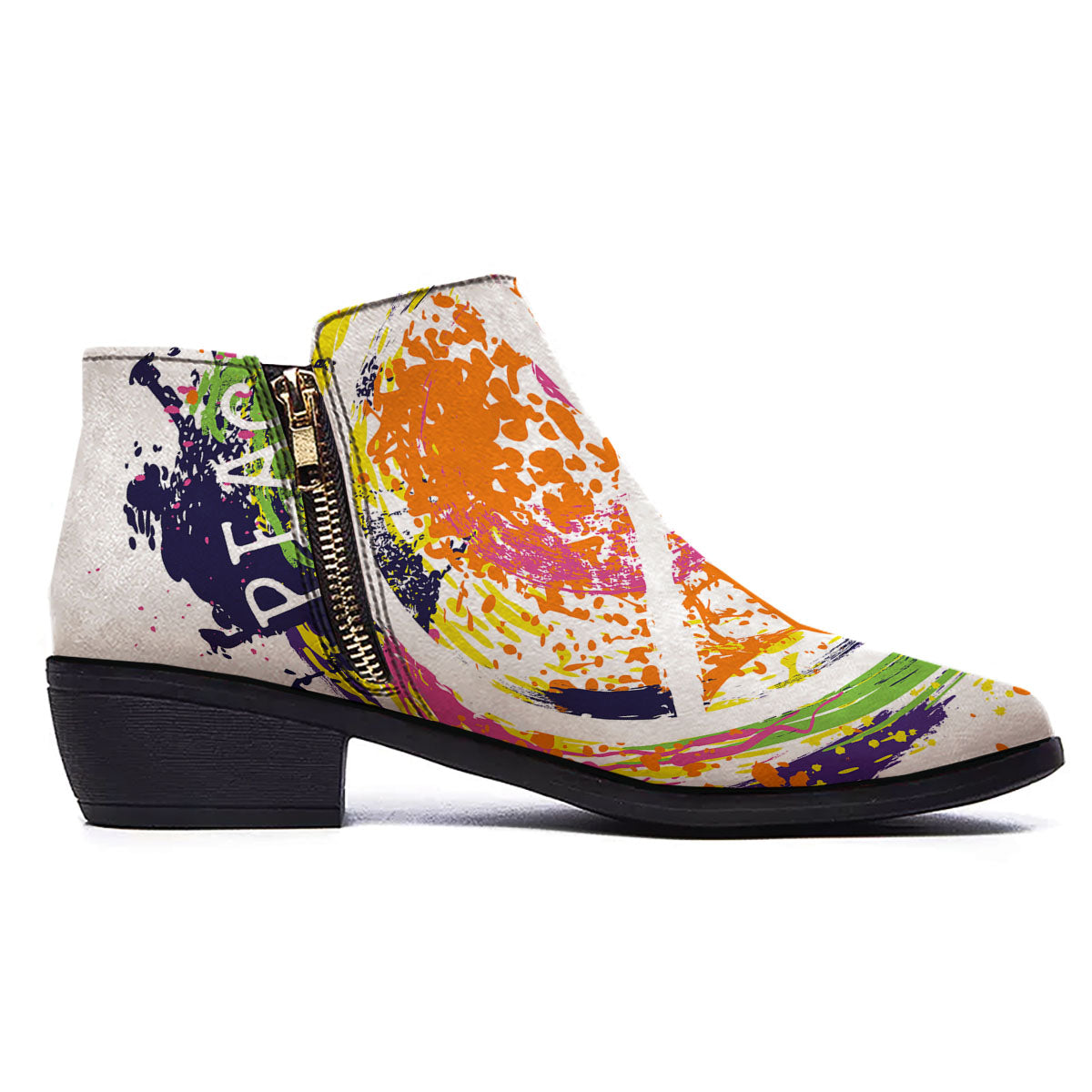 Sign Peace Rasta Print Ankle Boots-grizzshop