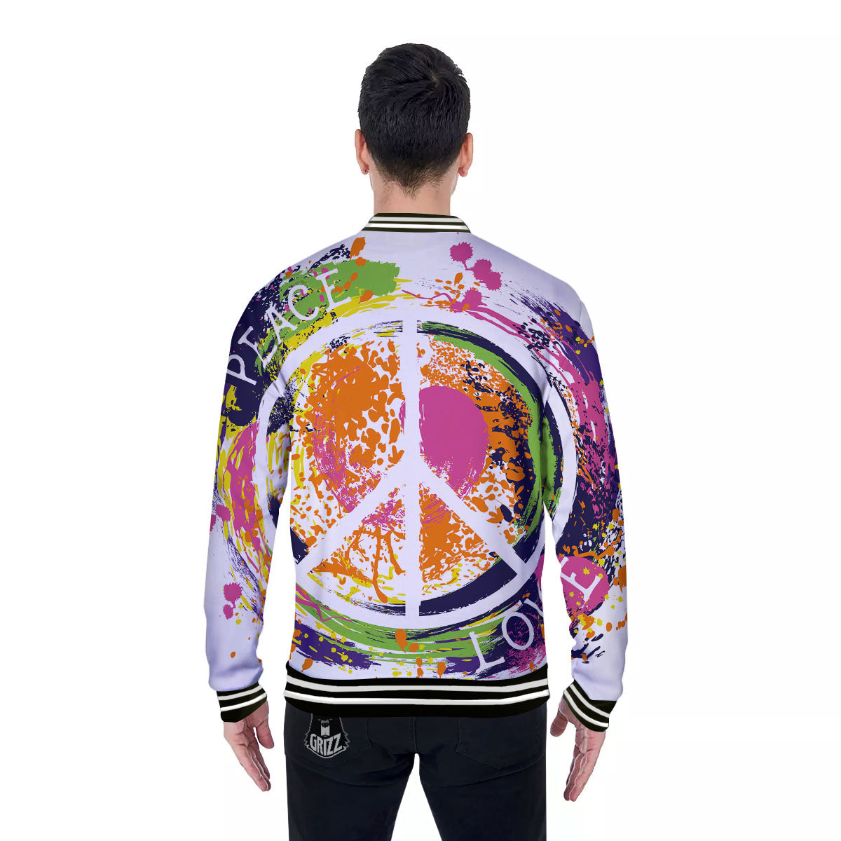 Sign Peace Rasta Print Baseball Jacket-grizzshop