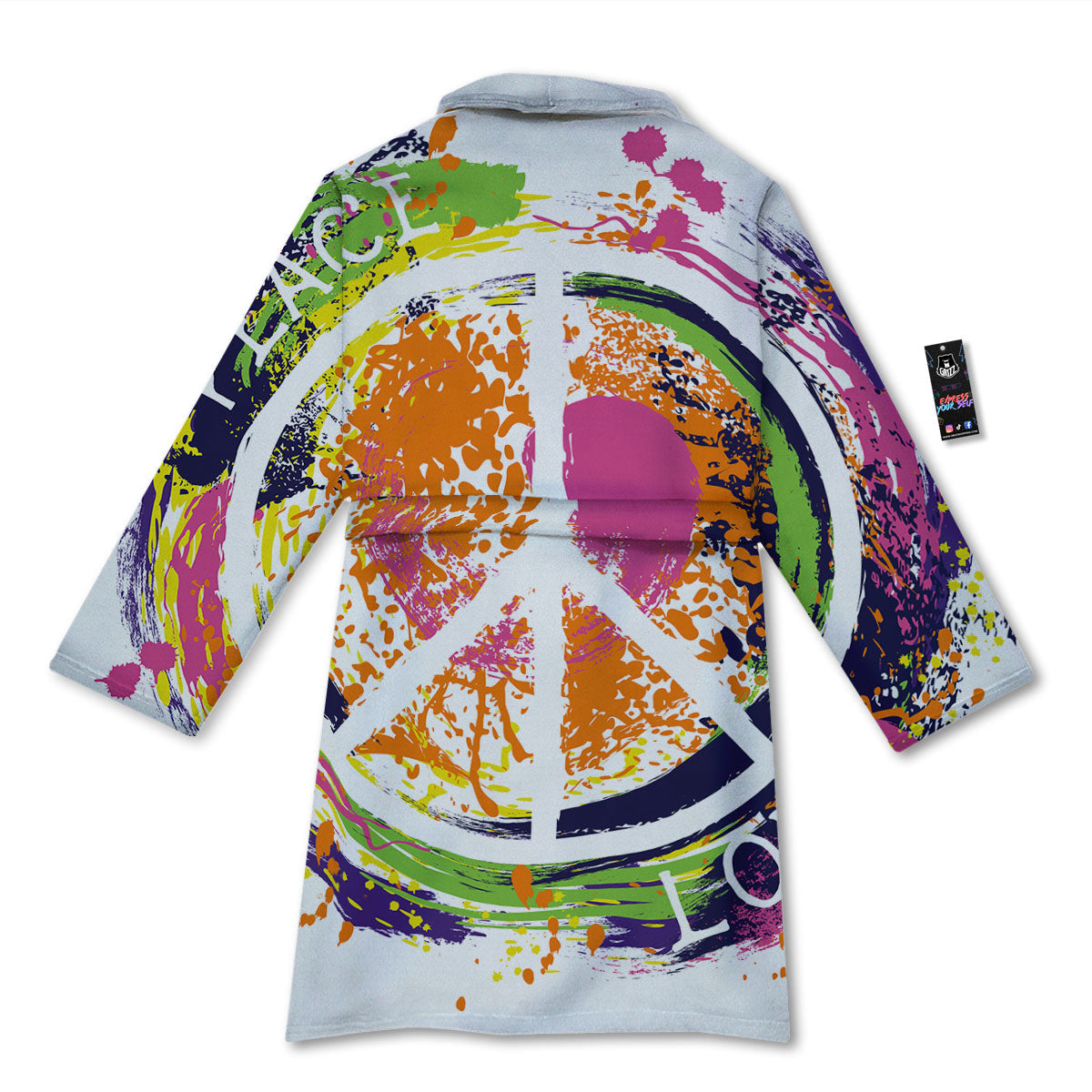 Sign Peace Rasta Print Bathrobe-grizzshop