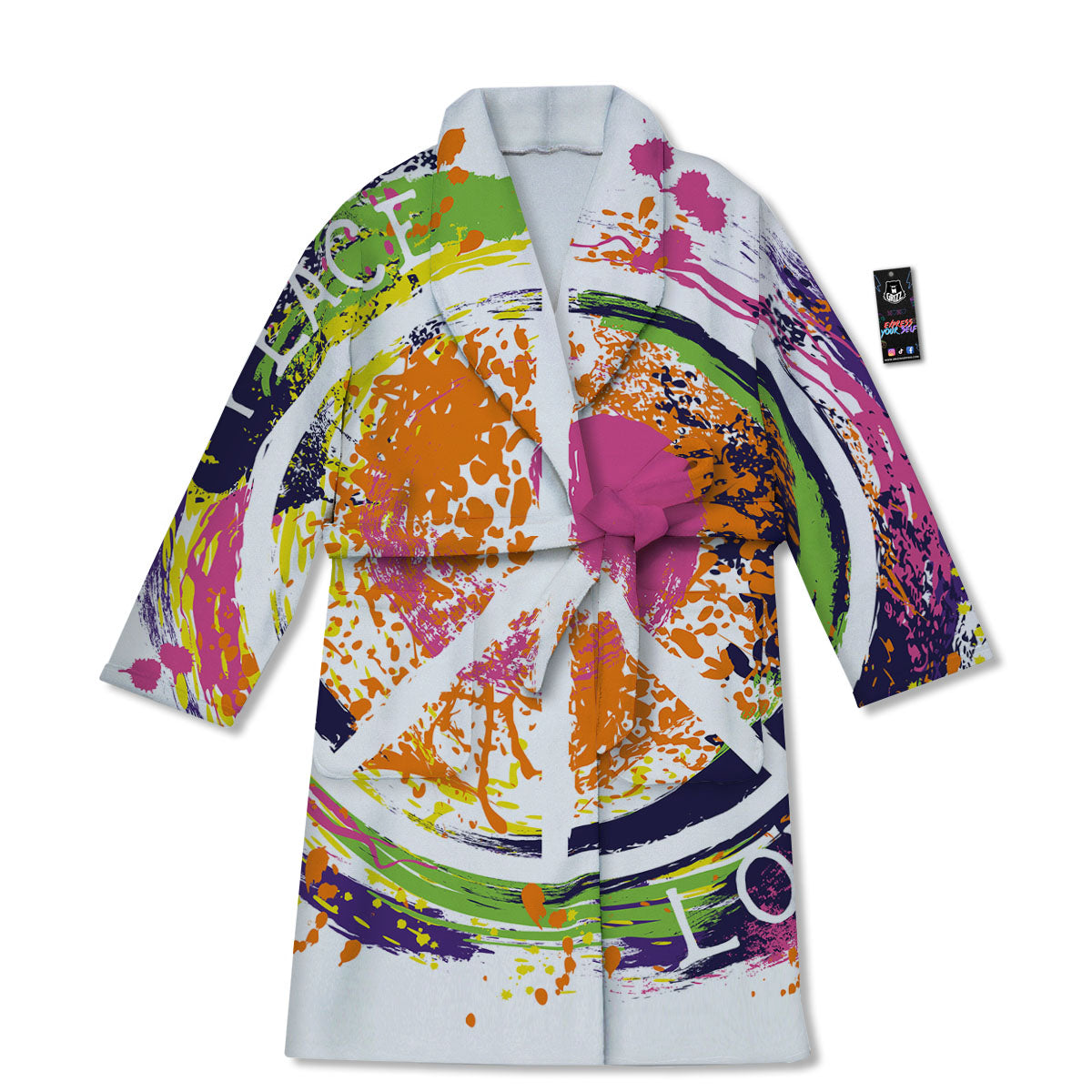 Sign Peace Rasta Print Bathrobe-grizzshop