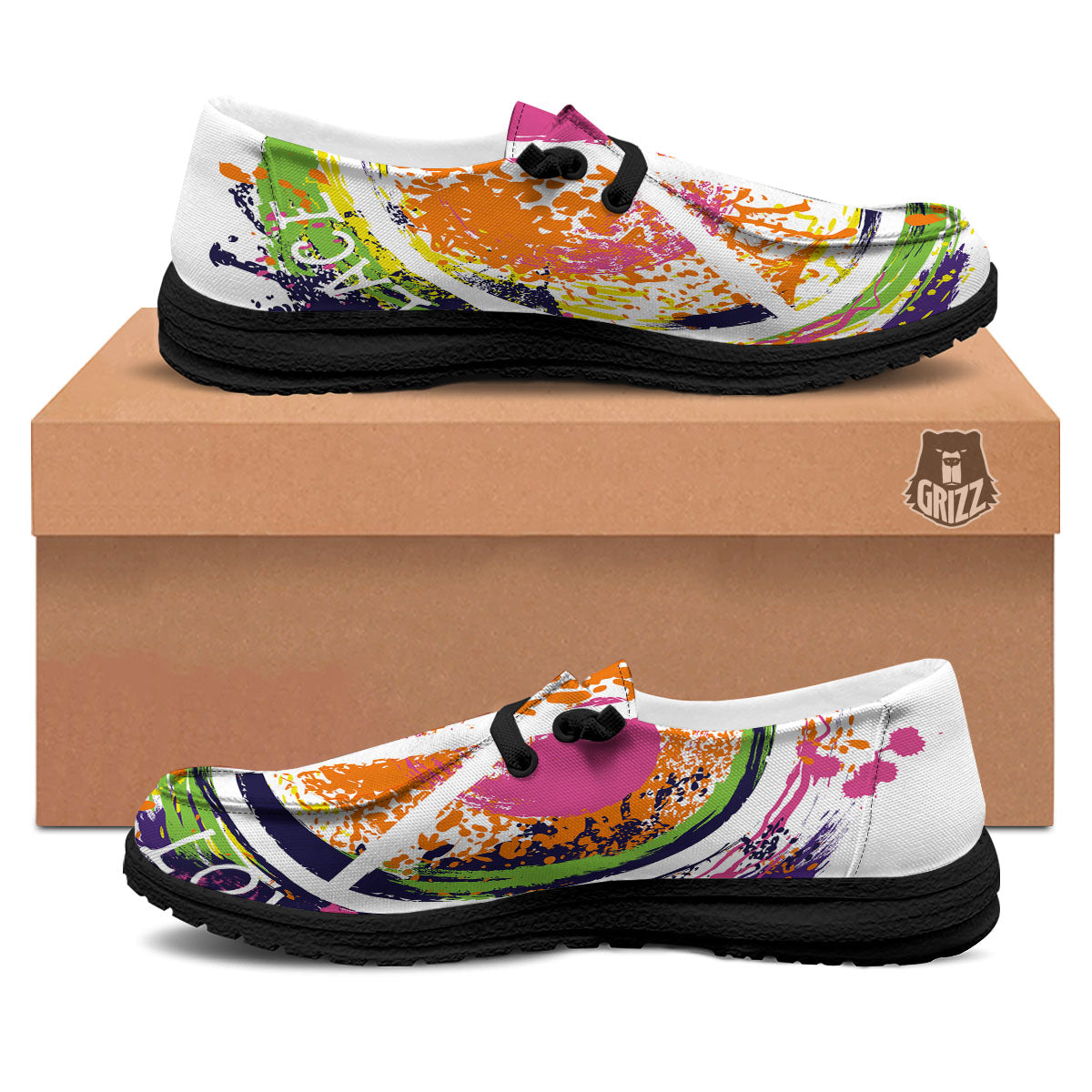 Sign Peace Rasta Print Black Loafers-grizzshop