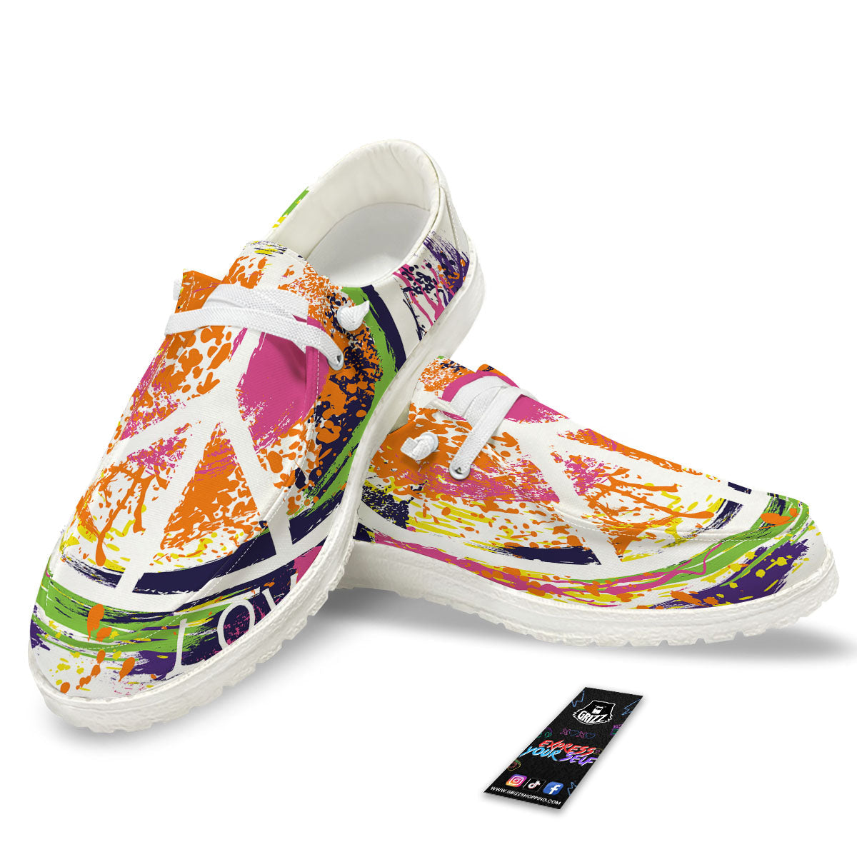 Sign Peace Rasta Print Black Loafers-grizzshop