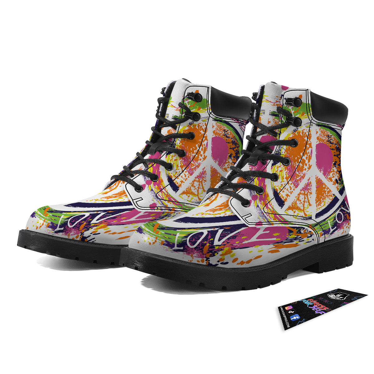 Sign Peace Rasta Print Boots-grizzshop