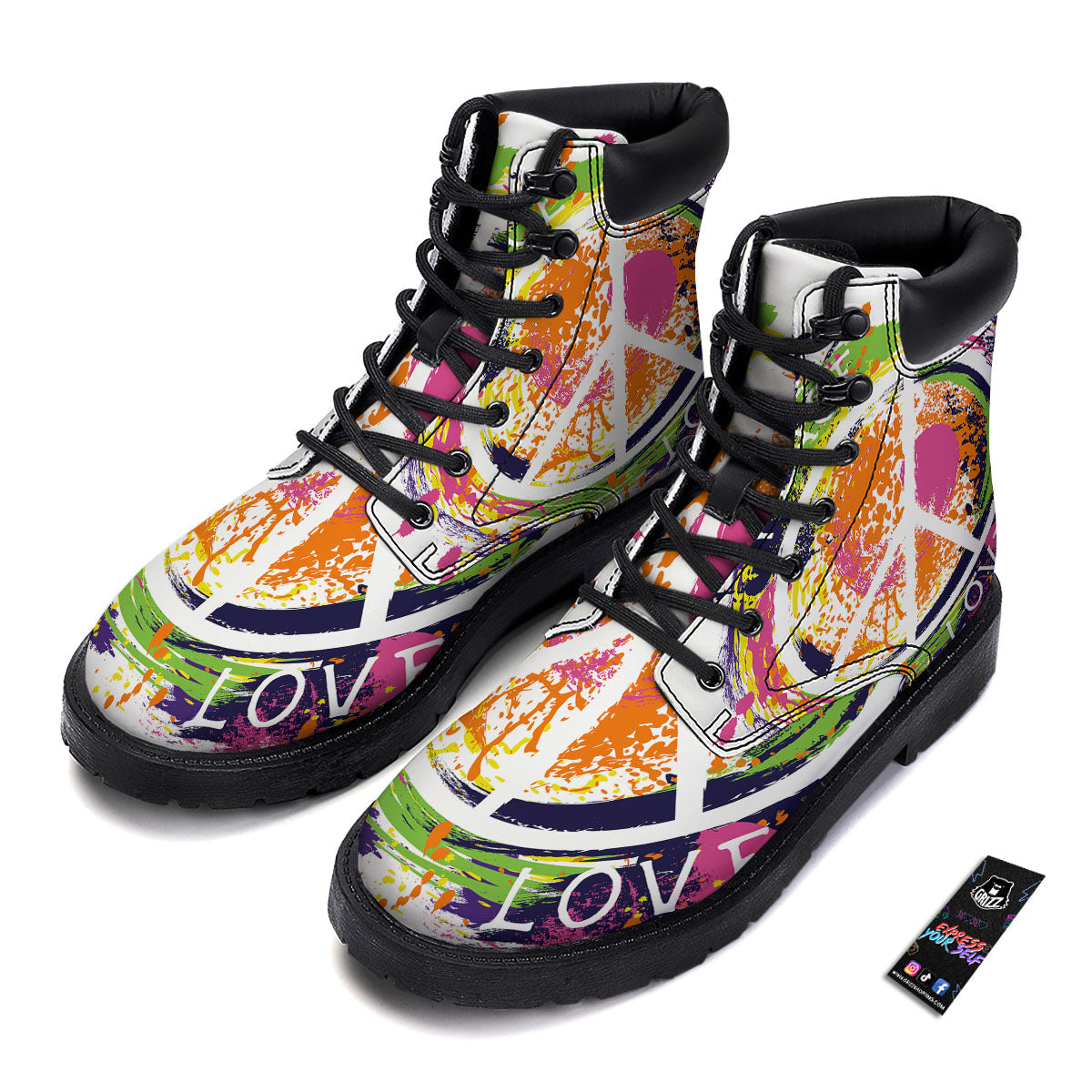 Sign Peace Rasta Print Boots-grizzshop