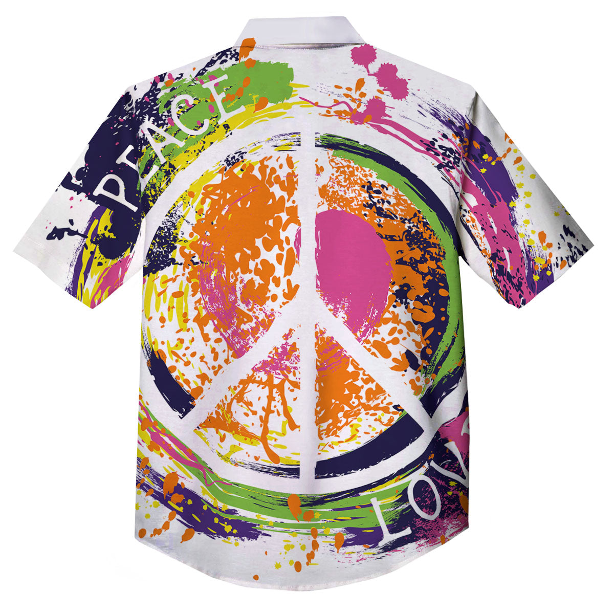 Sign Peace Rasta Print Button Up Shirt-grizzshop