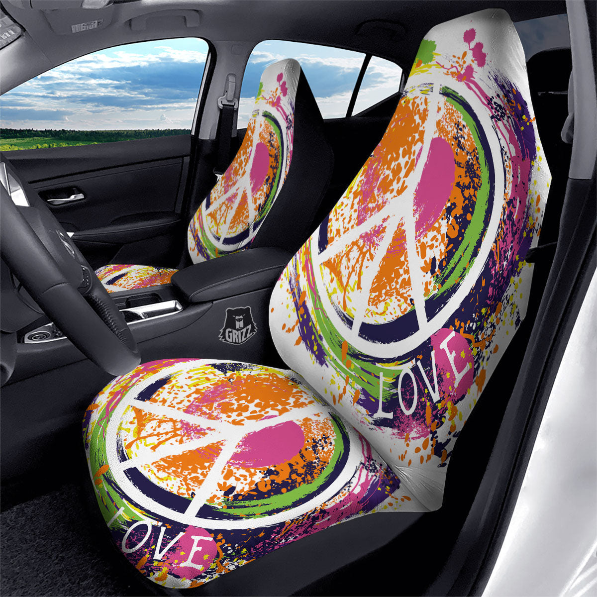 Sign Peace Rasta Print Car Seat Covers-grizzshop