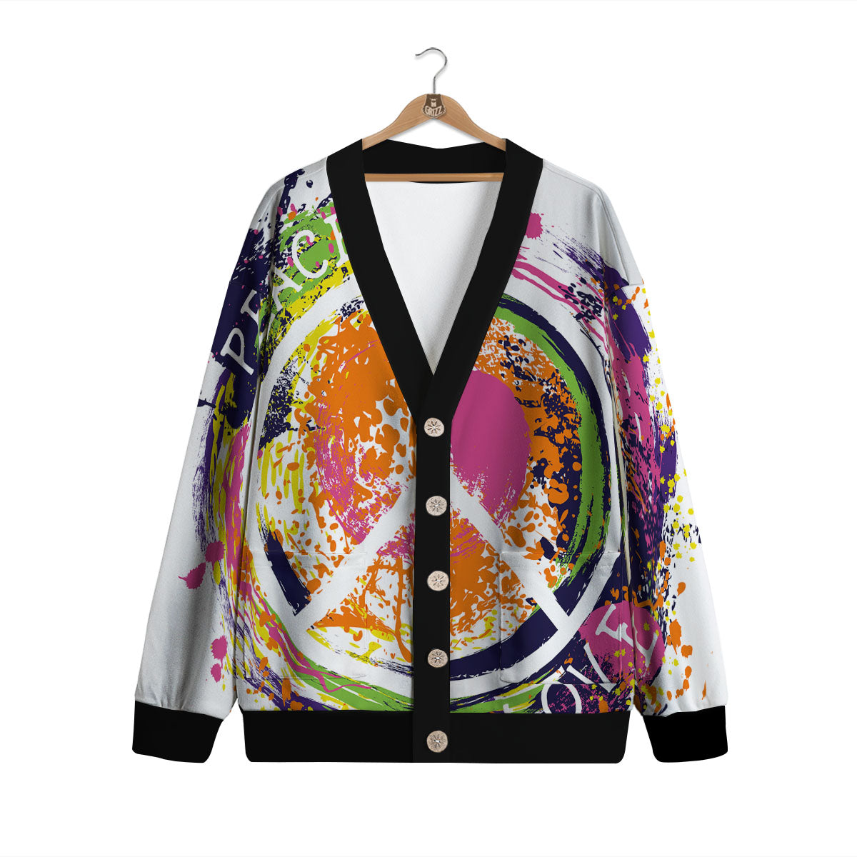 Sign Peace Rasta Print Cardigan-grizzshop