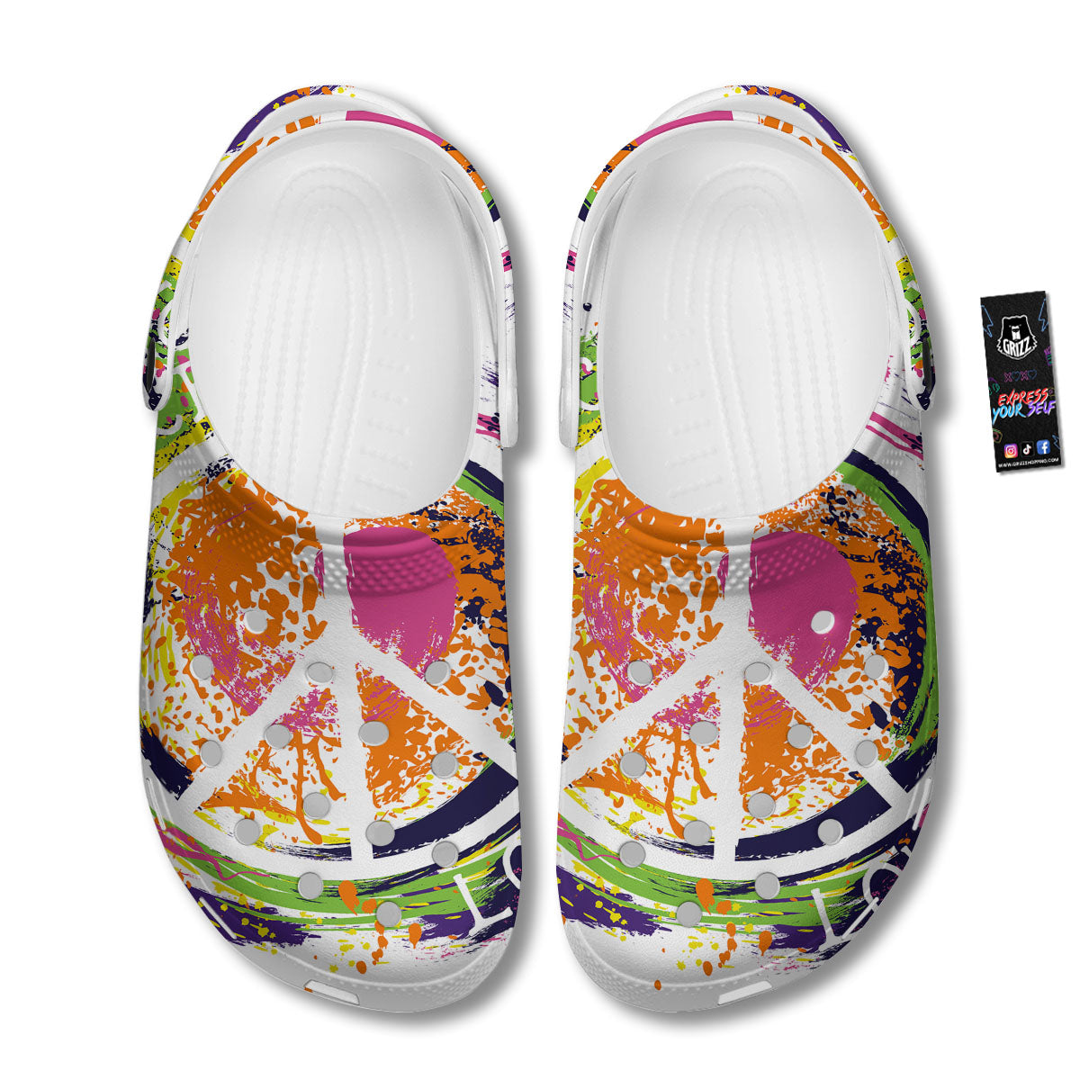 Sign Peace Rasta Print Clog-grizzshop