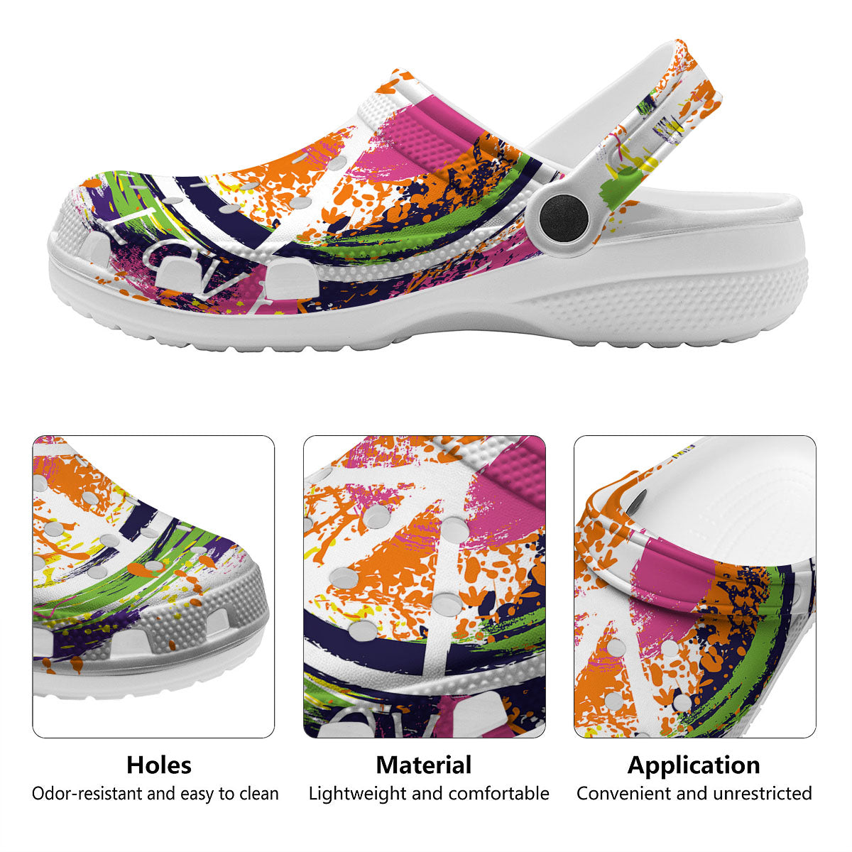 Sign Peace Rasta Print Clog-grizzshop