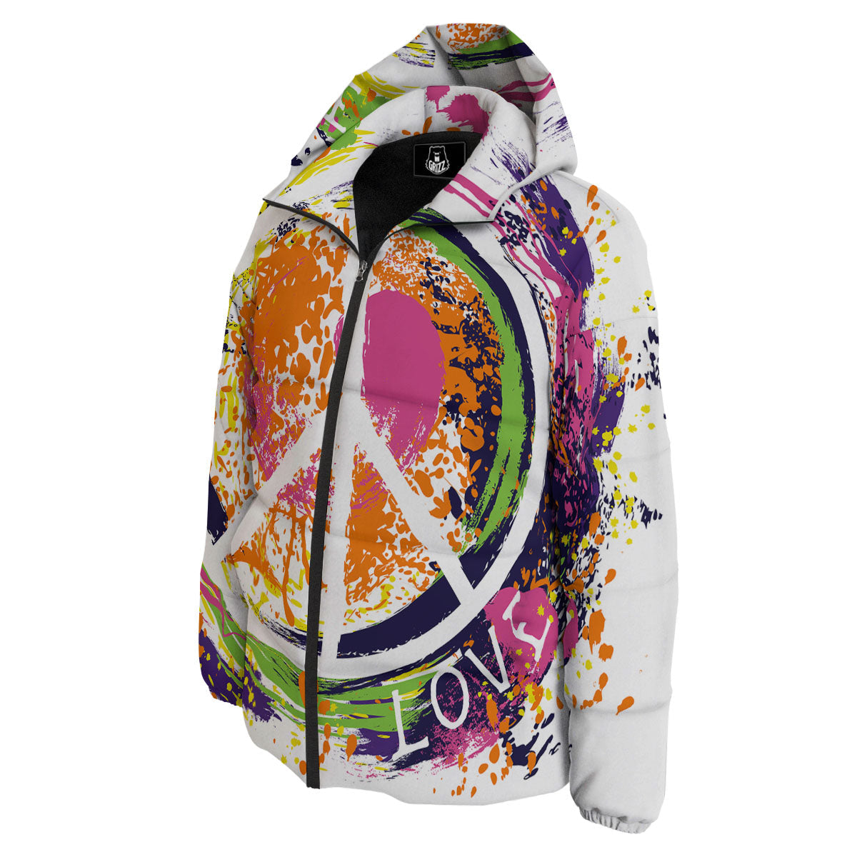 Sign Peace Rasta Print Down Jacket-grizzshop