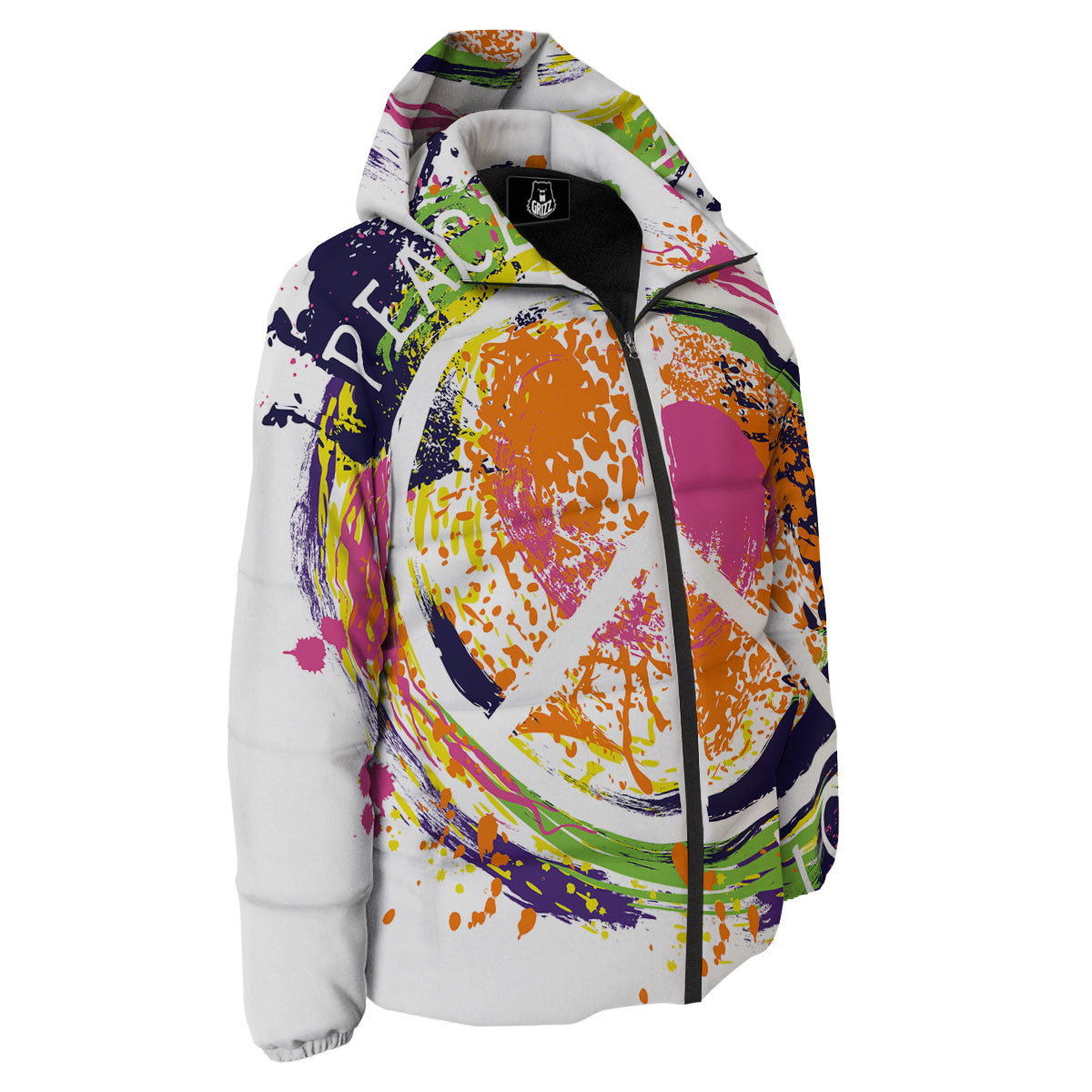 Sign Peace Rasta Print Down Jacket-grizzshop