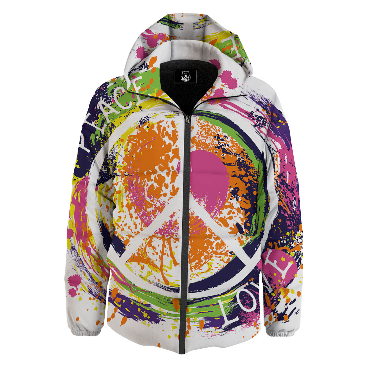 Sign Peace Rasta Print Down Jacket-grizzshop
