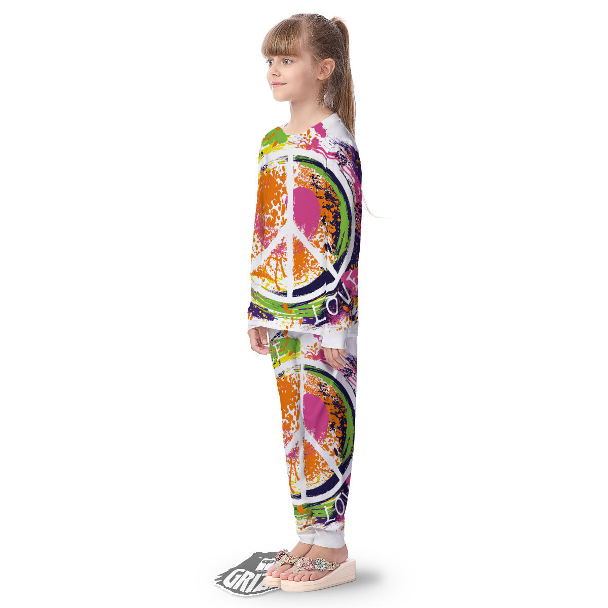 Sign Peace Rasta Print Kid's Pajamas-grizzshop