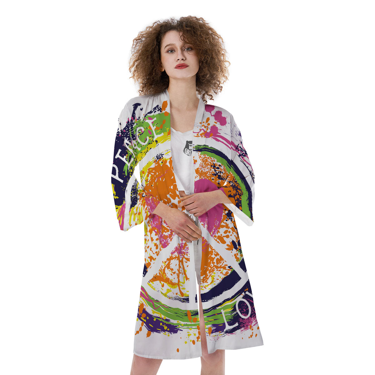 Sign Peace Rasta Print Kimono-grizzshop