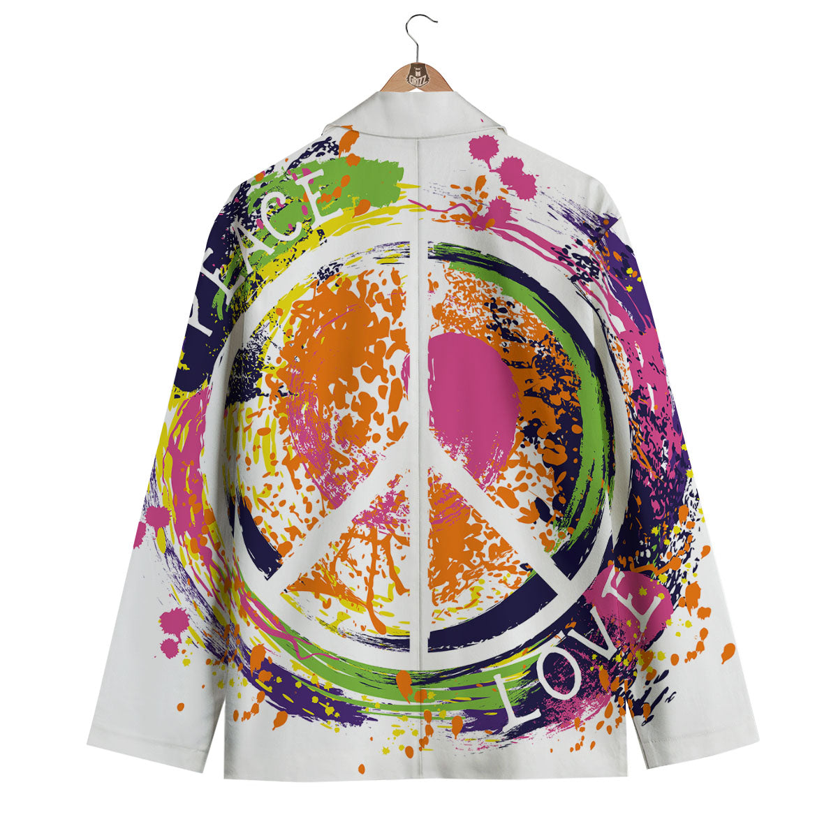 Sign Peace Rasta Print Men's Blazer-grizzshop