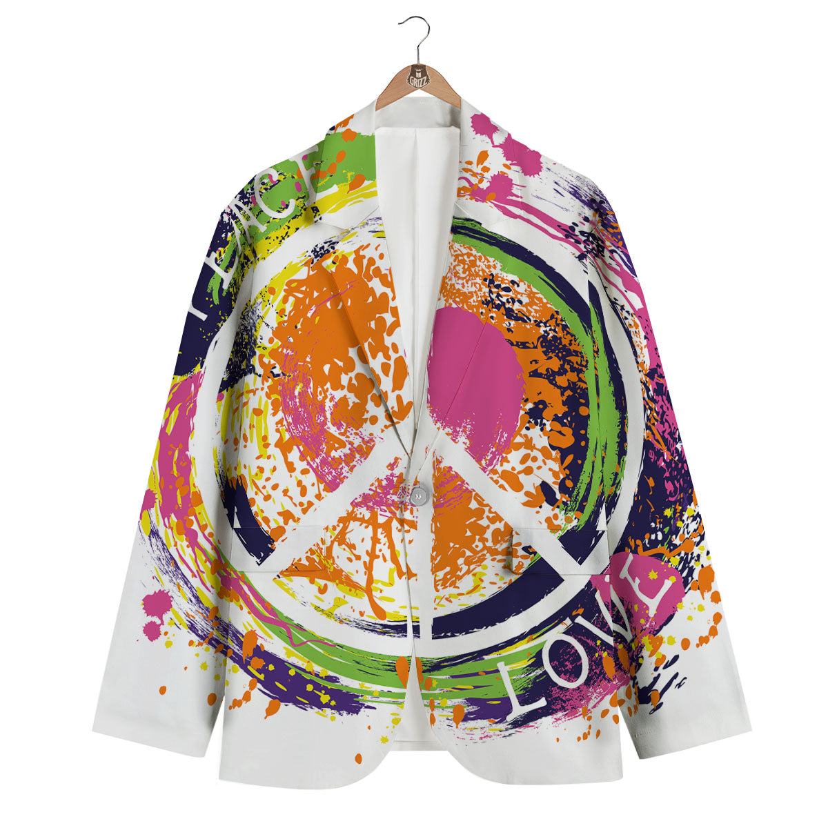 Sign Peace Rasta Print Men's Blazer-grizzshop