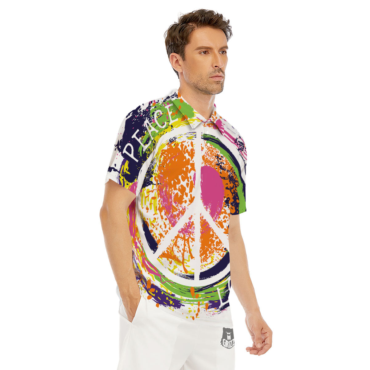 Sign Peace Rasta Print Men's Golf Shirts-grizzshop